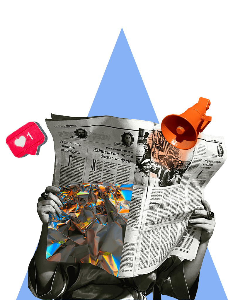 Collage artistique symbolisant la stratégie, le contenu et la créativité — trois piliers de l’approche marketing de CAMI NEIS.
